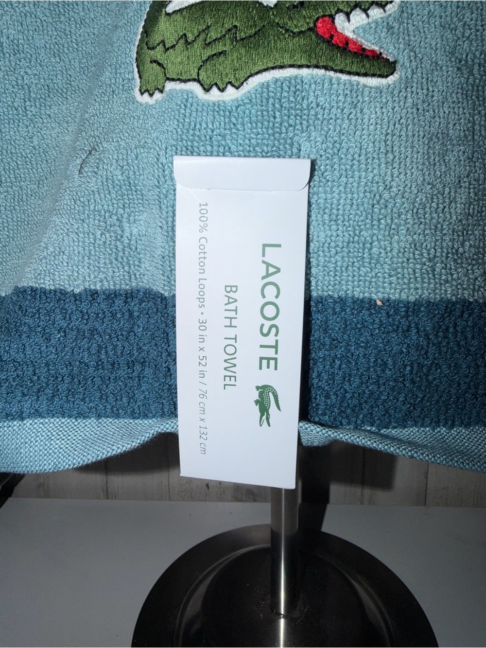 LACOSTE BATH TOWEL 30x52 CROCCO LOGO 💯 COTTON NEW AUTHENTIC - Picture 4 of 4